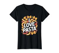 Declaración de pasión culinaria I Love Pasta Camiseta gráfica económica, Mujer, Negro, L