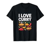 Declaración de Sabor audaz para entusiastas del Curry I Love Camiseta gráfica económica, Hombre, Negro, L