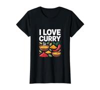 Declaración de Sabor audaz para entusiastas del Curry I Love Camiseta gráfica económica, Mujer, Negro, L