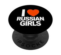 Declaración Divertida de I Love Russian Girls PopSockets PopGrip Adhesivo