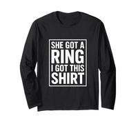 Declaración Minimalista Divertida con Texto en inglés She Got A Ring and I Got TH Manga Larga