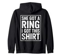 Declaración Minimalista Divertida con Texto en inglés She Got A Ring and I Got TH Sudadera con Capucha