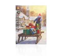 Declea Cuadro para colgar Trineo de Papá Noel, decoración de pared, decoración navideña, decoración de pared, para salón, oficina, Navidad, 40 x 50 cm