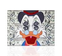 Declea Home Decor Cuadro sobre lienzo Tío Paperone Dollares listo para colgar - Mural moderno para el hogar hecho a mano - Decoración moderna