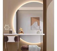 Decmiroor Espejo de Baño con Luz LED, Inteligente Antivaho Espejo Maquillaje con Interruptor Táctil, 3 Color Regulable Iluminado Espejo de Pared Semicircular(Left Circle,130cm)