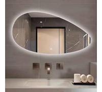 Decmiroor Espejo de Pared con Forma de Lágrima Irregular, Iluminado LED Espejo de Baño Ovalado Irregular, sin Marco Espejo Decorativo Retroiluminado, 3 Color Regulable(100 * 60cm)