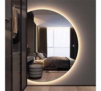 Decmiroor Grande Semicircular Espejo de Baño Pared 130 * 90 cm, Antivaho Espejo Maquillaje Iluminado LED, Regulable 3 Colores Espejo de Longitud Completa(Right,47" Lx32 W)