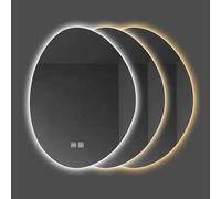 Decmiroor Irregular Espejo de Baño con Luz LED, sin Marco Asimétrica Espejo Decorativo en Forma de Lágrima, Espejo de Vanidad Pared, 3 Colores Regulable(75 * 120cm)