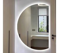 Decmiroor Moda Espejo Maquillaje Baño con Iluminación LED, Antivaho, Regulable 3000 K/4000 K/6000 K, 120/130cm Media Luna Espejo Decorativo de Pared, 3 Colores Luce(Left,39in)