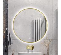 Decmiroor Redondo Espejo de Pared de 50-100cm, Antivaho Espejo de Baño para Maquillaje con Iluminación LED, 3 Colores de Luz Regulable, Interruptor Táctil(Backlight,36")