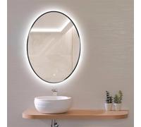 Decmiroor Specchio da Bagno con Illuminazione a LED, Oro Specchio da Parete Ovale 70/80/90/100cm, Specchio Anti-Nebbia, 3 Colori Dimmerabile, Telaio in Metallo(Black,28 * 36inch)