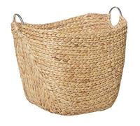 Deco 79 49044 Cesta de Hierba Marina de 53,3 cm de Ancho, 48,2 cm de alto-49044, Hierro de Jacinto de Agua, marrón, 21" x 17" x 19"