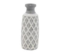 Deco 79 Coastal Stoneware Vase Jarrón, Gres, Gris, CONVENIENTLY Sized
