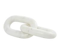 Deco 79 Escultura decorativa hecha a mano con cadena de mármol geométrica de 2 eslabones para decoración del hogar, figura decorativa de 9 x 4 x 2 pulgadas, color blanco