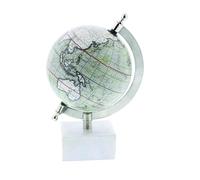 Deco 79 Globo de hierro con base de mármol, negro/blanco/plata, 8 pulgadas x 5 pulgadas