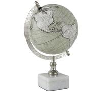 Deco 79 Iron World - Globo decorativo con base de mármol, blanco, 11 x 7 pulgadas
