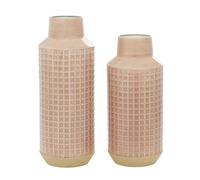 Deco 79 Jarrón cilíndrico de Metal, Juego de 2 14 Pulgadas, 17 Pulgadas de Alto, Rosa