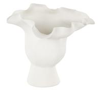 Deco 79 Jarrón Decorativo Abstracto de cerámica Floral Inspirado Centro jarrón con surcos lineales, jarrón de Flores para la decoración del hogar 9" x 8" x 8", Blanco
