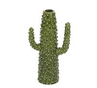 Deco 79 Jarrón Decorativo de cerámica para Centro de Mesa de Cactus, jarrón de Flores para decoración del hogar, 7 x 5 x 13 Pulgadas, Color Verde