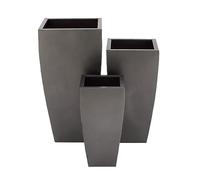 Deco 79 Macetero de Metal con Base cónica, Juego de 3, 20", 25", 30" de Alto, Gris Oscuro