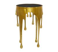 Deco 79 Mesa Decorativa de Metal de Aluminio con diseño de fusión y Tapa de Cristal sombreado, 16.0 x 16.0 x 25.0 in, Color Dorado