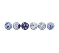 Deco 79 Orbes de Bolas Decorativas Brillantes Hechas a Mano con Flores de cerámica y Relleno de jarrón con Diferentes Patrones, Juego de 6 3 "D, Azul