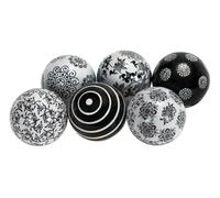 Deco 79 Orbes de Bolas Decorativas Brillantes Hechas a Mano de cerámica y Relleno de jarrón con Diferentes Patrones, Juego de 6 3 "D, Negro