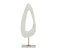 Deco 79 Polystone - Escultura Abstracta Recortada con Soporte de mármol, 7 x 3 x 20 Pulgadas, Color Blanco
