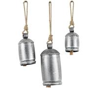 Deco 79 Rustic Metal Cowbell Campana Decorativa de Vaca, Hierro, Gris, 10",8",6" H