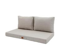 Déco Arts - Cojín Banco Sofá Salón Jardín Premium 270g 120 x 60 cm Beige Negro - Set 3 (1 Asiento + 2 Respaldos) Desenfundable - Cojín Exterior Impermeable Anti-UV