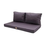 deco arts Cojines Exterior 120x60 cm para Sofá de Jardín - Juego de 3 Piezas, 1 Asiento + 2 Respaldos Desenfundables - Impermeable y Anti-UV - Gris Carbón