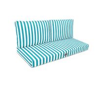 deco arts Cojines Exterior 120x60 Impermeables, Set de 3 con Relleno, 1 Asiento + 2 Respaldos 60x35 cm, para Sofá de Jardín, Palés y Terraza, Rayas Turquesas