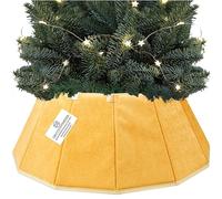 DECO EXPRESS Falda de Arbol de Navidad, Cubrepie de Terciopelo con Diseño Hexagonal Elegante, Decoración de Navidad para el Hogar 38x25 cm (Terciopelo Dorado, Parte Superior 38 cm/Base 65 cm)