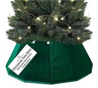 DECO EXPRESS Falda de Arbol de Navidad, Cubrepie de Terciopelo con Diseño Hexagonal Elegante, Decoración de Navidad para el Hogar 38x25 cm (Terciopelo Verde, Parte Superior 38 cm/Base 65 cm)