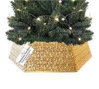 DECO EXPRESS Falda para Arbol de Navidad con Lentejuelas 68x85 cm, Cubre Árbol Navidad Hexagonal con Cierre de Velcro, Decoración Navideña para Hogar (Lentejuela Oro)