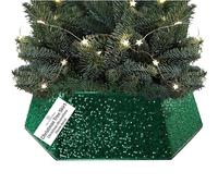 DECO EXPRESS Falda para Arbol de Navidad con Lentejuelas 68x85 cm, Cubre Árbol Navidad Hexagonal con Cierre de Velcro, Decoración Navideña para Hogar (Lentejuela Verde)