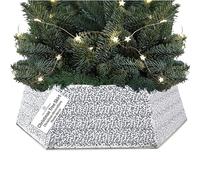 DECO EXPRESS Falda para Arbol de Navidad con Lentejuelas 68x85 cm, Cubre Árbol Navidad Hexagonal con Cierre de Velcro, Decoración Navideña para Hogar (Lentejuela Plata)