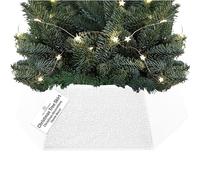DECO EXPRESS Falda para Arbol de Navidad con Lentejuelas 68x85 cm, Cubre Árbol Navidad Hexagonal con Cierre de Velcro, Decoración Navideña para Hogar (Lentejuela Blanca)