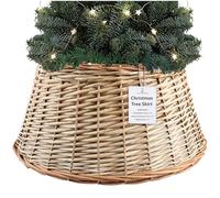 DECO EXPRESS Falda para Arbol de Navidad de Mimbre, Cubre Árbol Navidad Decoración para Fiestas, 36cm x 28cm (Beige, Altura 36cm/Base 53cm)