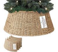 DECO EXPRESS Falda para Arbol de Navidad de Mimbre, Cubre Árbol Navidad Decoración para Fiestas, 51cm x 25cm (Beige, Altura 51cm/Base 66cm)