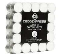 DECO EXPRESS Juego de Velas de 24, 25, 50, 100, 200, Velas Larga Duracion 10, 8 o 4 horas (Blanco 50/4 horas)