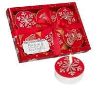 DECO EXPRESS Pack Velas de Te, Set de Velas Sin Aromas, Multipack con Duración de 2,5, 3 o 6 Horas (Rojo 6 Pack)