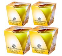 Deco Express Set de Velas de Citronela, Duración de Quema de 30 Horas, Paquete de 2 o 4 (Amarillo, 4 Pack)