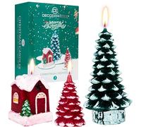 Deco Express Vela de Navidad, Pack de 3 Velas Decorativas Originales Arbol, Decoración de Navidad Casa, Regalo Mujer y Hombre (Multi 3 Pcs)