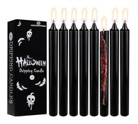 Deco Express Velas Decorativas Juego de 8 Velas Negras Cónicas con Efecto Goteo Gothic Halloween Terror Larga Duracion 5 Horas Regalos Originales (Negro Goteo)