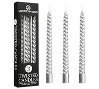 DECO EXPRESS Velas Decorativas Larga Duración Pack de 3 o 6 Anti Goteo Sin Aroma, Quemado 6 Horas (Plata, Paquete de 3)