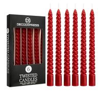 DECO EXPRESS Velas Decorativas Pack 6 Velas Larga Duración Quemado 6 Horas Sin Aroma Anti Goteo (Rojo)