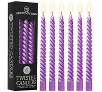 DECO EXPRESS Velas Decorativas Pack Velas de 3 o 6 Velas Larga Duracion Quemado 6 horas Sin Aroma Velas Anti Goteo (Morado metalizado - Paquete de 6)