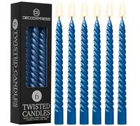 DECO EXPRESS Velas Decorativas Pack Velas de 3 o 6 Velas Larga Duracion Quemado 6 horas Sin Aroma Velas Anti Goteo (Azul metalizado - Paquete de 6)