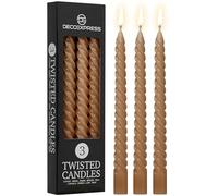 DECO EXPRESS Velas Decorativas Pack Velas de 3 o 6 Velas Larga Duracion Quemado 6 horas Sin Aroma Velas Anti Goteo (Marrón - Paquete de 3)